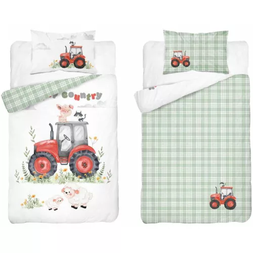 Traktoros ovis ágynemű szett (happy country red)