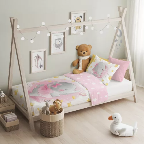Elefántos ovis ágynemű (rózsaszín balerina)