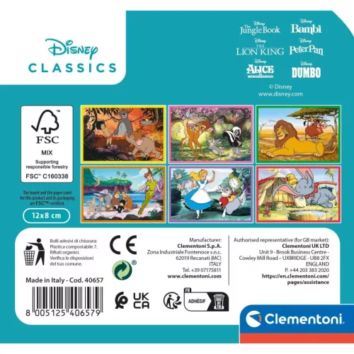 Disney Classics Würfelpuzzle 6 Teile – Lernspiel ab 2 Jahren – Clementoni